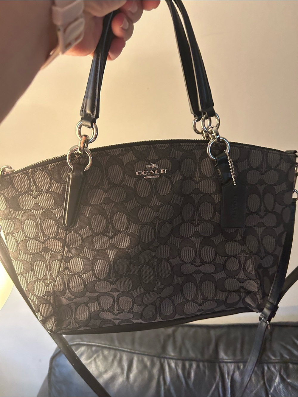 Coach Black Signature Canvas Shoulder Tote